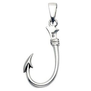 Sterling Silver Fish Hook Pendant  - Fisherman jewelry - nautical - sailor jewel